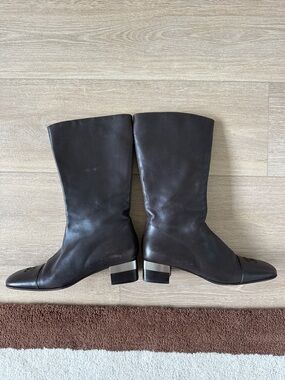 CHANEL Dark Brown Leather Vintage Boots